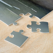 橋の上にかわいい田舎の水色のアヒル ジグソーパズル (側面)