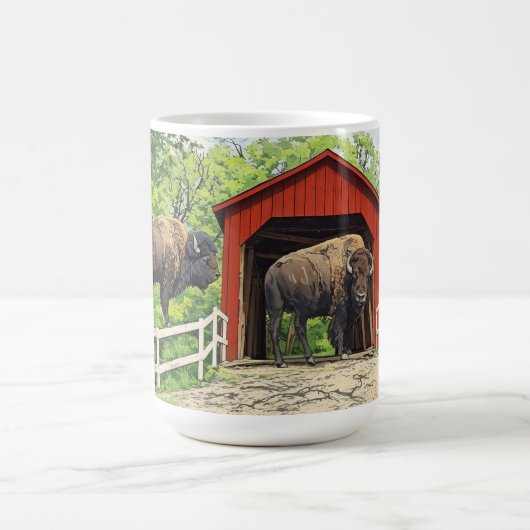 橋の上のバイソン コーヒーマグカップ (中央)