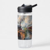 橋の上の蒸気列車 – 油絵 ウォーターボトル (左面)