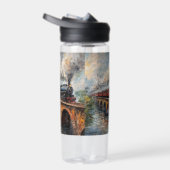 橋の上の蒸気列車 – 油絵 ウォーターボトル (右面)