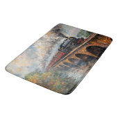 橋の上の蒸気列車 – 油絵 バスマット (アングル)