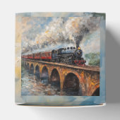 橋の上の蒸気列車 – 油絵 フェイバーボックス (上部)