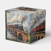 橋の上の蒸気列車 – 油絵 フェイバーボックス (裏面サイド)