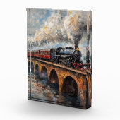 橋の上の蒸気列車 – 油絵 フォトブロック (右)