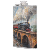 橋の上の蒸気列車 – 油絵 フラスク (左)