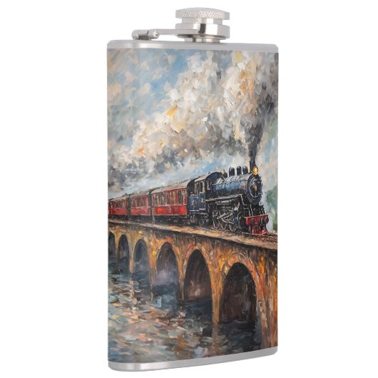 橋の上の蒸気列車 – 油絵 フラスク (右)