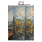 橋の上の蒸気列車 – 油絵 フラスク (裏面)