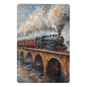 橋の上の蒸気列車 – 油絵 ミニクリップボード (裏面)