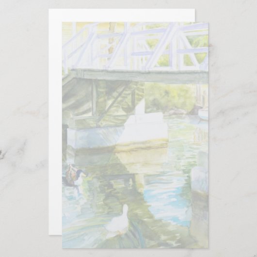 橋の下のカモ 便箋 (正面/裏面)