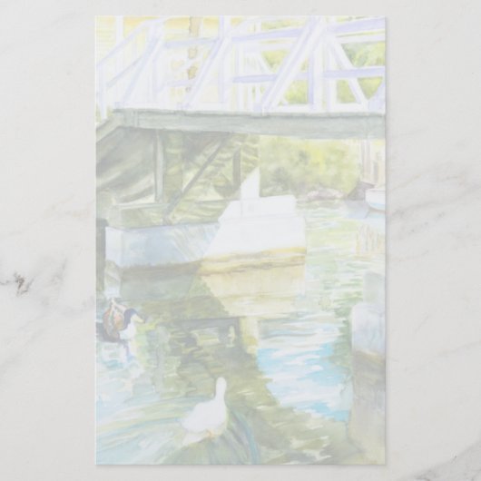 橋の下のカモ 便箋 (正面)