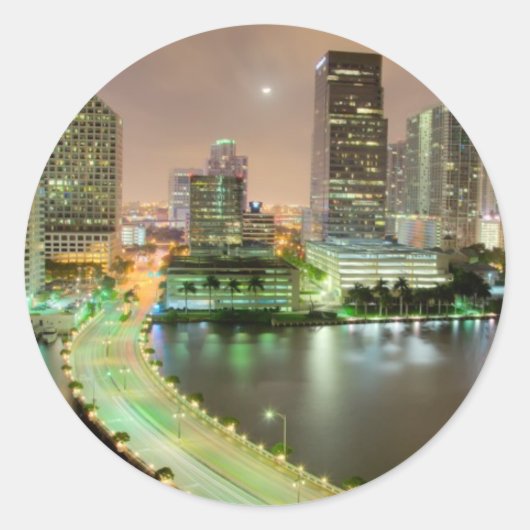 橋は水路を通ってマイアミのダウンタウンに通じる ラウンドシール (正面)