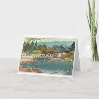 橋を渡る水日本のヴィンテージ浮世絵 カード