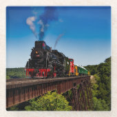 橋を渡る美しい蒸気機関車JS8419 ガラスコースター (正面)