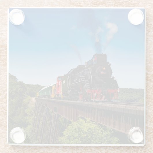 橋を渡る美しい蒸気機関車JS8419 ガラスコースター (裏面)