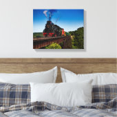 橋を渡る美しい蒸気機関車JS8419 キャンバスプリント (インサイチュ (寝室))