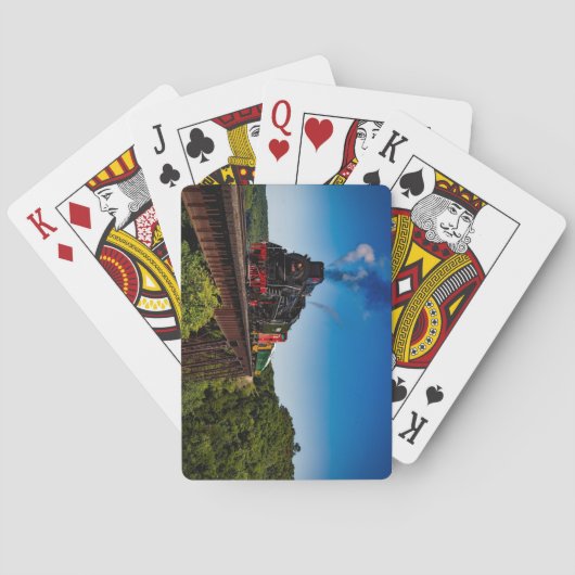 橋を渡る美しい蒸気機関車JS8419 トランプ (裏面)