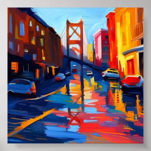 橋カラフルのある街のポスター ポスター (正面)