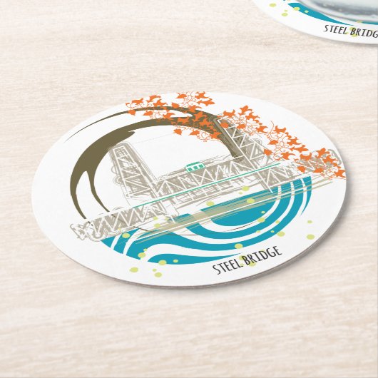 橋ポートランド鋼鉄コースター ラウンドペーパーコースター (アングル)