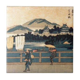 橋交差のヴィンテージのWoodblockの日本のな芸術 タイル