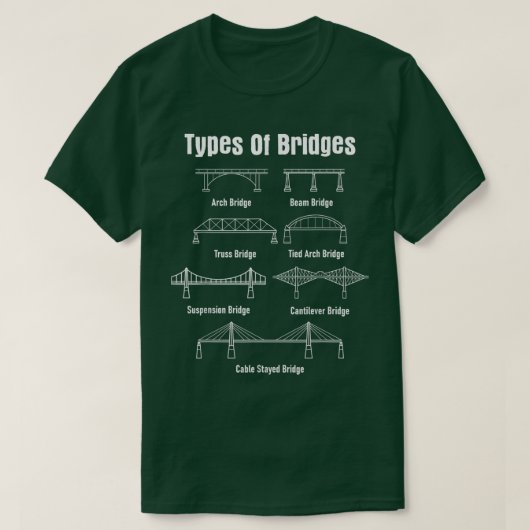 橋梁の種類ブリッジエンジニア市民エンジニアリング Tシャツ (デザイン正面)