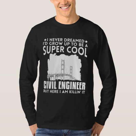 橋梁建設の土木技師・工学系学生 Tシャツ (正面)