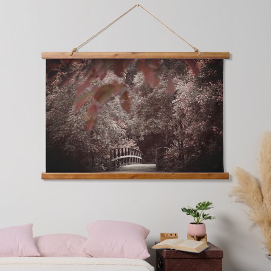 橋素朴美しい木の自然風景 吊り下げ型タペストリー (寝室)
