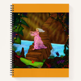 橋絵画を渡る若い女性歩く ノートブック