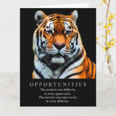 機会やる気を起こさせることわざ引用文Tiger カード (黄色い花)