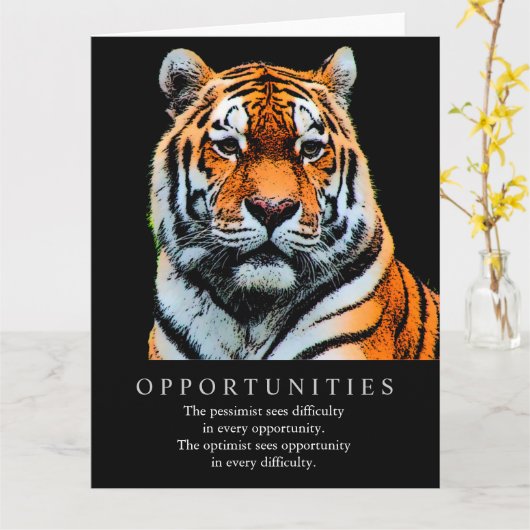 機会やる気を起こさせることわざ引用文Tiger カード (黄色い花)