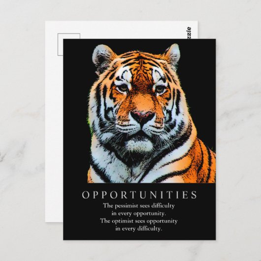 機会やる気を起こさせることわざ引用文Tiger ポストカード (正面/裏面)