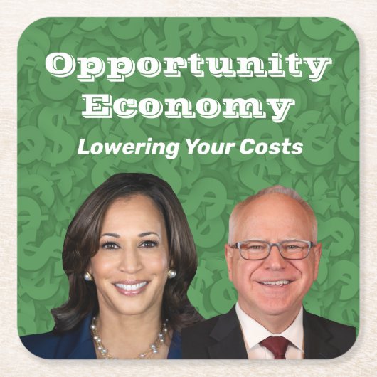 機会経済 ハリス ワルツ 2024 スクエアペーパーコースター (正面)