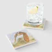 機内に浮かぶオウム ストーンコースター (横)