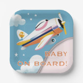 機内ベビー航空モダン機ベビーシャワー ペーパープレート (正面)