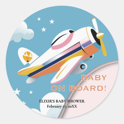 機内ベビー航空モダン機ベビーシャワー ラウンドシール (正面)