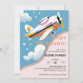 機内ベビー航空モダン機ベビーシャワー 招待状 (正面)