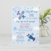 機内ボーイファースト誕生日 招待状 (スタンド正面)