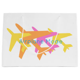 機内モードピンクイエローオレンジブルーパイロット旅行 ラージペーパーバッグ