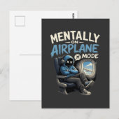 「機内モード中」Tシャツ 面白いアニメ少年 ポストカード (正面/裏面)