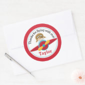 機内好意ステッカー(男の子のパイロット誕生日パーティー) ラウンドシール (封筒)