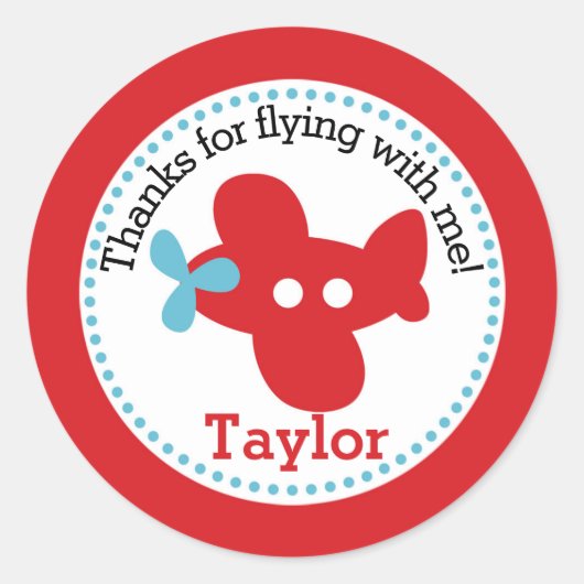 機内好意ステッカー(男の子の誕生日パーティー) ラウンドシール (正面)