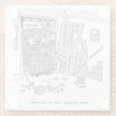 機動隊が物件を襲撃 – 警おもしろい察テーマ ガラスコースター (裏面)