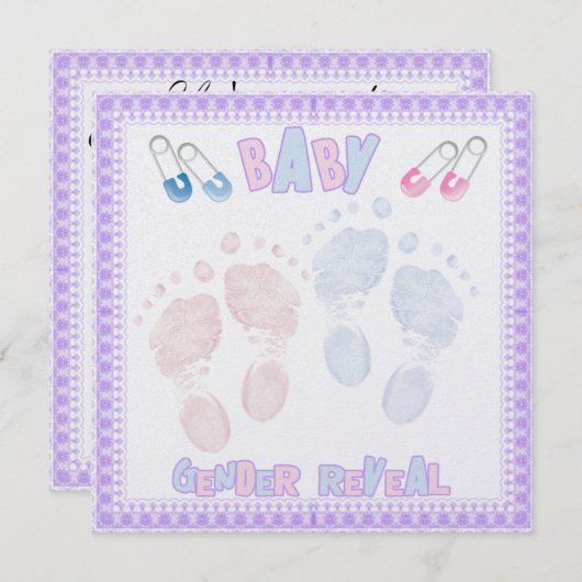 機器シンボルベビー性別リビールパーティの招待状 招待状 (正面/裏面)