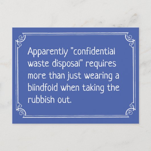 機密おもしろい廃棄物処理ジョーク ポストカード (正面)