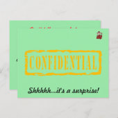 機密の誕生日の驚きのパーティの招待状 インビテーションポストカード (正面/裏面)