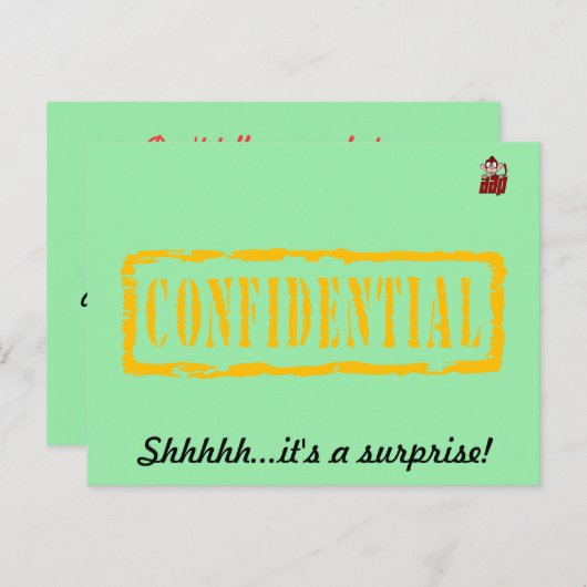 機密の誕生日の驚きのパーティの招待状 インビテーションポストカード (正面/裏面)