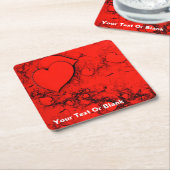 機密ハート スクエアペーパーコースター (アングル)