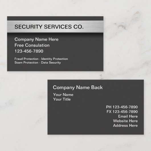 機密保持およびサービス 名刺 (正面/裏面)