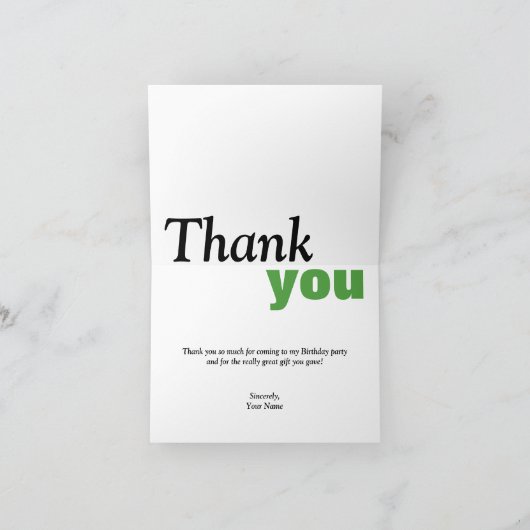 機械ギアの緑のカスタムなサンキューカード サンキューカード (内部)