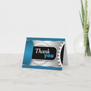 機械ギアの青くカスタムなサンキューカード サンキューカード
