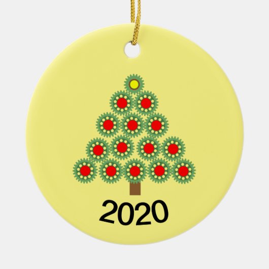 機械ギアクリスマスツリー セラミックオーナメント (正面)